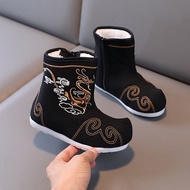 Spring Autumn Chinese Style Boots Children's Hanfu Boots Ancient Costume Performance Flat Embroidere