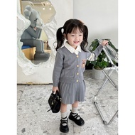 EOBaby L76 Girls' Knitted Suit Gray Korean style PREMIUM