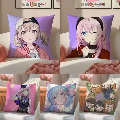 Project Sekai Anime Young Pillow Case Anti-dustmite Pillowcase Invisible zipper silky Sofa cushion c