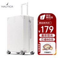 NAUTICA行李箱男大容量拉杆箱耐用万向轮26英寸出差女白色旅行箱密码皮箱