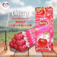 1 Box of Cherry Indian Incense Joss Sticks (6 packets = 120 sticks)