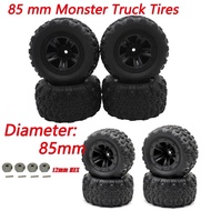 4PCS 85mm 12mm Hex Rubber Tires Wheels for SCY 16101 16102 16103 Pro MJX Hyper Go 14210 16210 1/14 1
