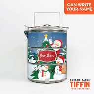 CHRISTMAS | HARI RAYA Personalized Designer Tiffin [Write Own Name] Stainless Steel 14x3, Mangkuk Ti