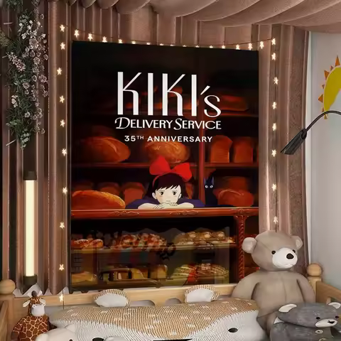 K-Kiki-s D-Delivery S-Service Anime Tapestry Hippie Flower Wall Carpets Dorm Decor Cheap Hippie Wall