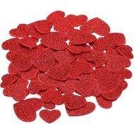 Pelekat Busa PATIKIL, 60 Keping Pelekat Busa Berkilau EVA Berbentuk Hati Merah untuk Kraf, Bahan Kra