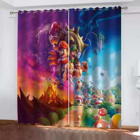 Popular Super Mario Game 3D Cartoon Window Shade Curtains Anime Blackout Curtain 3D Print Fabric Chi