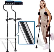 Ergobaum Dual Black Cobra(5' to 6'6'') Ergonomic Underarm Crutches (1 Pair) of Double-Function Shock Absorber Underarm Crutches with Arm Support (Real Carbon Fiber)