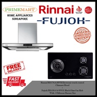 Rinnai RH-C91A-SSVR Chimney Hood + Fujioh FH-GS5030 SVGL Black Glass Gas Hob BUNDLE DEAL - FREE DELI