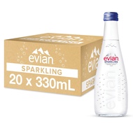 Evian Sparkling Carbonated Natural Mineral 330 ml. 20 bottles น้ำแร่ Evian Sparkling ขนาด 330 ml. ขวดแก้ว มี 20 ขวด