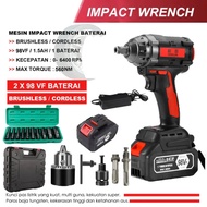 Impek Pembuka Baut Motor Impact Wrench Cordless High Torsi Brushless Impact Baterai 98V/Impact Full Set Murah/Bor Impact Pembuka Baut/Impek Pembuka Baut Mobil/Impek Murah Promo/Impack Murah Berkualitas Impact Wrench Multi Fungsi Mesin Bor Cordless