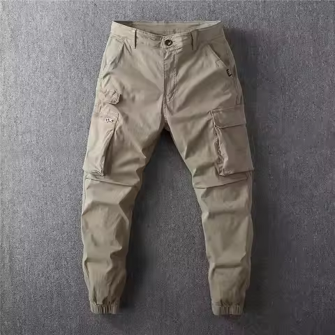 Men's Vintage Style Cargo Pants Fashion Multi-Pockets Casual Pants Outdoor Solid Color Jogger Pants