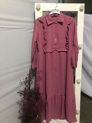 MARISKA DRESS CRINKLE / MIDI DRESS KOREAN STYLE / GAMIS CRINKLE KEKINIAN VIRAL / GAMIS LEBARAN