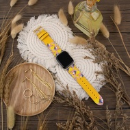 繁花花園圖案黃色蘋果錶帶 Apple Watch 4/5/6/7/8/9/SE/Ultra