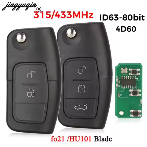 jingyuqin 315/433MHz Flip Remote Key 4D60 4D63 Chip For Ford Eco Sport 2013 - 2017 Focus MK 2 2009 F