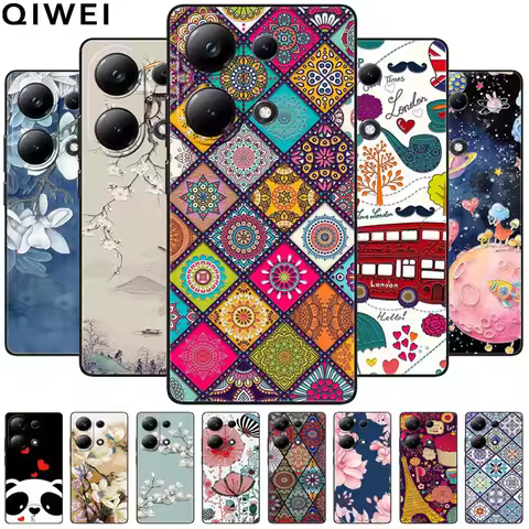 For Poco M6 Pro 4G Case Flower 3D Relief Soft Silicon Back Cover for Xiaomi Poco M6 Pro Phone Cases 