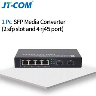 JT-COM Gigabit Ethernet SFP Fiber Switch 1000Mbps SFP Media Converter 2 SFP Fiber Port and 4 RJ45 Po