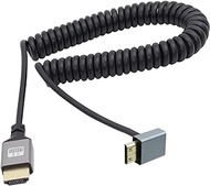 RIIEYOCA 90 Degree Up Angle UHD 4K Mini HDMI Male to HDMI Male 18Gbps High Speed 2.0 Extender Coiled Cable Supports 4K@60Hz,1080p,ARC,3D,for,DVRs,HDTV,Roku Ultra Stretchable to 1.5M/5FT