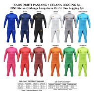 2IN1 STUVCO SET PACKAGE DRYFIT LONG T-SHIRT + 3 LEGGINGS 4 SPORTS CYCLING RUNNING 12 COLORS