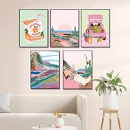 Pink Art Poster Gallery Wall Bold Fun Beverage Bloemen Cowgirl Boho Rainbow Abstract Wall Canvas Painting Print Room Home Decor