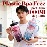 Bottle Straw Handle Free Bekas 1L BPA 1000ml Mug Sport Water