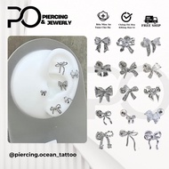 01 pc - Personalized Y2K Style Bow Piercing Set - 316L Stainless Steel - No Allergies