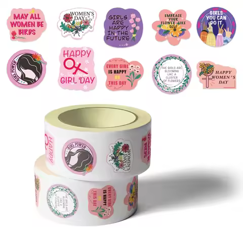 500pcs/Roll Women's Day Stickers Girl Party Seal Labels Good Cute Stickers Box Tag FAVORS Labels Val
