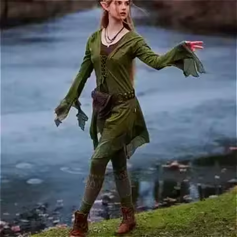 Elven Cloak Pixie Cape Fairy Costume Forest Green Cloak Medival Dress Fairy Outfit Elf Cosplay Fanta