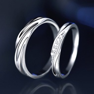 LS jewelry 2 แพ็คแฟชั่นแหวนแพลทินัมแหวนคู่แหวนเงินผู้หญิงเครื่องประดับปรับได้ของขวัญวันวาเลนไทน์