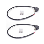 ELNONE 2PCS 22AWG USB Type C Pigtail 2 Wire Up-Down Direction,0.3M/1FT 5V 3A USB C to 2 Pin Bare Wir