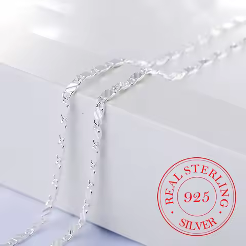 925 Sterling Silver 16/18/20/22/24/26/28/30 Inch 2mm Charm Chain Necklace For Women Man Wedding Part