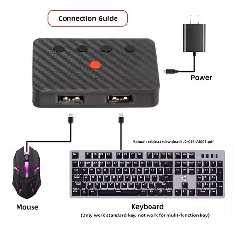 AAAE USB Keyboard and Mouse Bluetooth 5.3 Adapter USB Wired Keyboard Mouse to Wireless Bluetooth Con