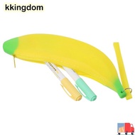 KKINGDOM Banana Zero Wallet, 2.36*7.87 Inch Yellow Silicone Pen Bag, Creative Silicone Banana Shape 