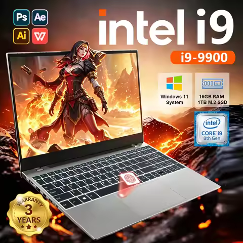 2026 15.6" Ultra Slim Laptop intel Core i9-9900 16GB RAM 1/2TB SSD Windows 11 Fingerprint Unlock Off