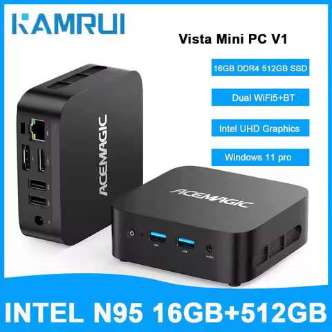 KAMRUI Mini PC Windows11 pro Intel N95 Up to 3.4GHz 16GB DDR4 512GB PCIe M.2 SSD Up to 3.4GHz UHD 4K