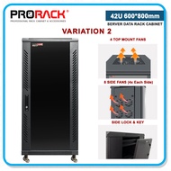 PRORACK 42U 600x800mm Server Data Rack Cabinet with Optional Side Ventillating Fans and Combination 