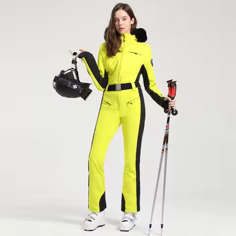 GSOU SNOW One-piece Ski Suit Women Thickening Snowboard Female Overalls Winter Windproof Waterproof