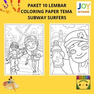 PACKAGE 10 Sheets of Subway Surfers Theme Coloring Paper / Subway Online Game A4 Size 150 gsm - Colo