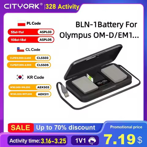 2850mA BLN1 PS-BLN1 Camera Battery+5-in-1 Camera Battery Charging Case for Olympus OM-D E-M1 PEN-F E