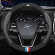 Breathable Leather Car Steering Wheel Cover For Hyundai Elantra i10 Grand Starex SantaFe Sonata Tucs