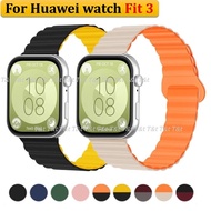 Magnetic Silicone Soft Huawei Watch Fit 3 Strap Sports Bracelet Replacement Band For Huawei Fit 3 Strap Smart Watch Huawei Watch Fit3 Strap Rubber Huawei Fit2 Strap