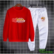 MERAH GRAC3COLL AGT02 JOGGER SUIT FOR ADULT & TEENAGE MEN DIRGAHAYU 80 SIZE M (10-15 YEARS) - XXL TR