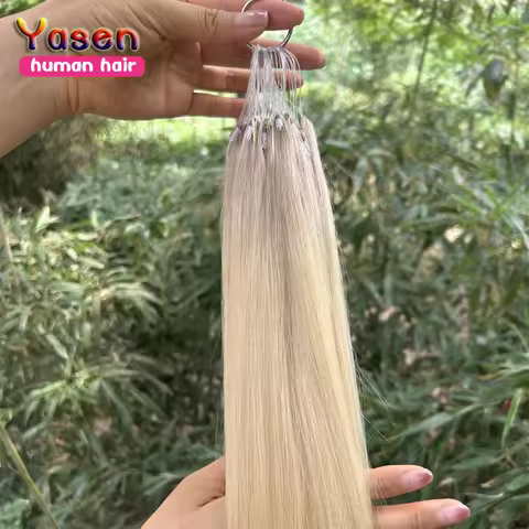 28inch Remy H6 Human Hair Extensions #613 Piano Color Straight Natural Black Hair 2-3cm Ring Weave i