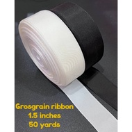 Grosgrain Ribbon 1.5 inch (White 33 yards) (Black 50 yards per roll)