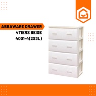 READY STOCK ABBAWARE DRAWER 4TIERS BEIGE ALMARI BAJU RAK BAJU 4001-4(2S3L)