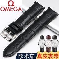 Omega Watch Strap Men Women Original Omega OMG Butterfly Pegasus Speedmaster Steel Pin Buckle Genuine Leather Bracelet 20mm