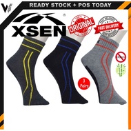 🍀🍀 [Ready Stock] 3Pair Bamboo Charcoal XSEN Deodorant Sock Stoking Bamboo (Crew Sock) XSK 71401