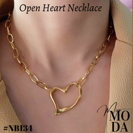 NB134👑10K Saudi Gold Mix Open Heart Pendant Necklace  Hypoallergenic Not Pawnable Mira Moda 3