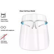 (GUARANTEED ANTI-FOG) Protective Face Shield Transparent Face Shield with Glasses Spectacle Face Mask Reusable Goggle