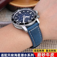 2024 High quality❉✙ 蔡-电子1 Retro frosted cowhide watch strap suitable for Tissot 1853 Speed ​​T116 Starfish Diving T120 genuine leather men's strap