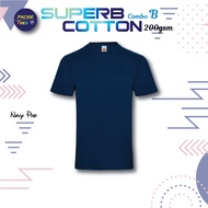 NAVY PRO CT7178 100% SUPERB VERY THICK COTTON ROUND NECK SHORT SLEEVE TSHIRT UNISEX MENWEAR BIRU KEM
